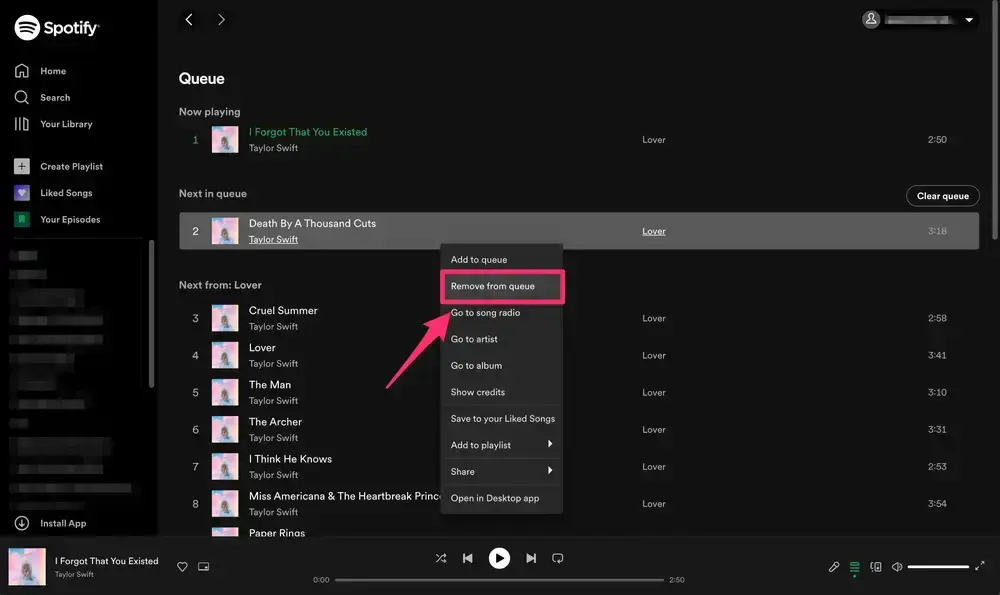 Clear Queue on Spotify On Windows 