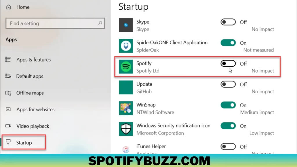 How To Stop Spotify From Opening on Startup - Using Windows Settings